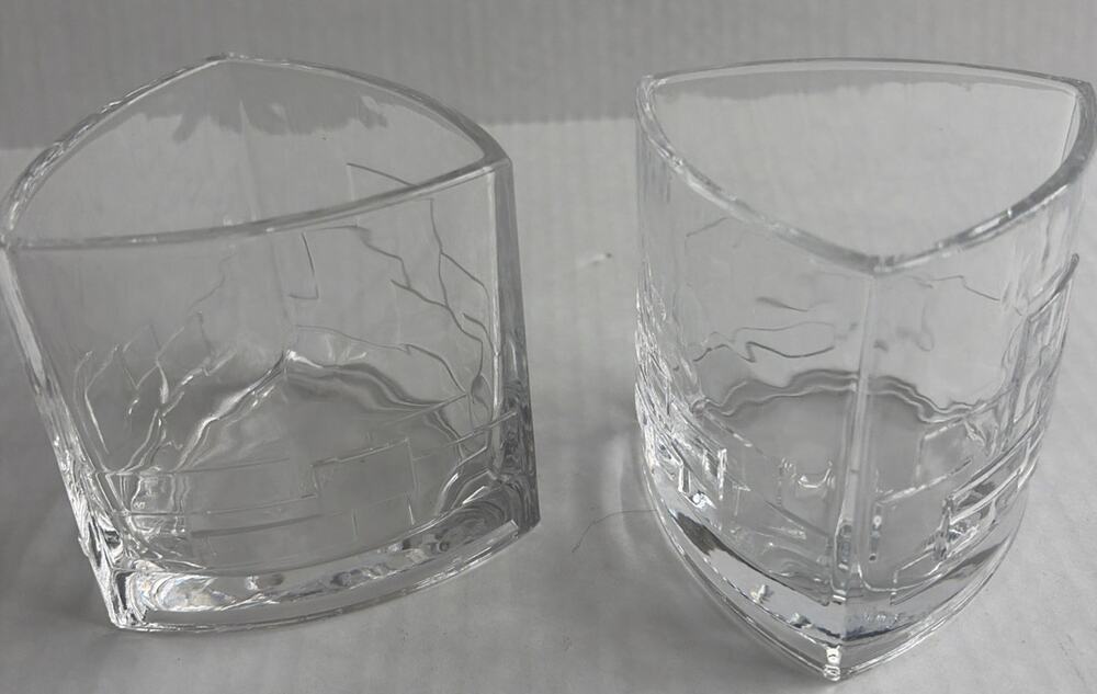 JoyJolt Barware 2 Whiskey Glasses Angular Design 10 oz Rare Design New Set Lot